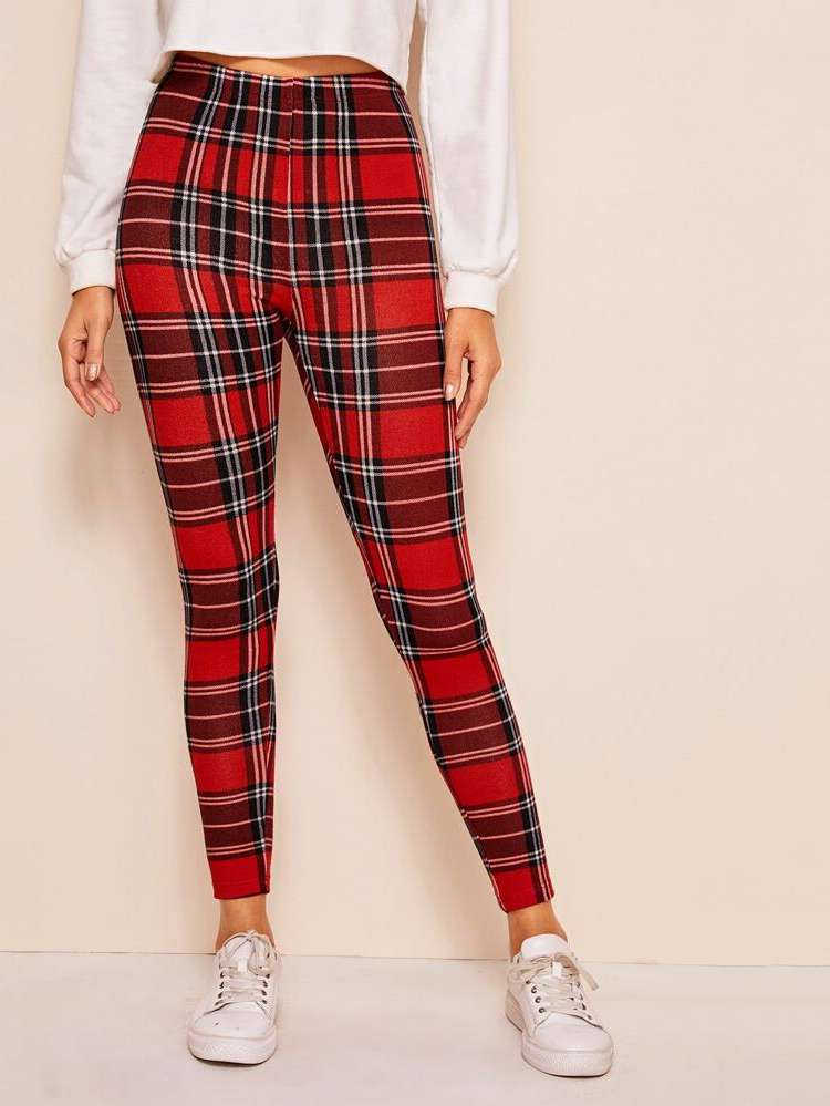  Tartan Navy Blue Women Leggings 3140