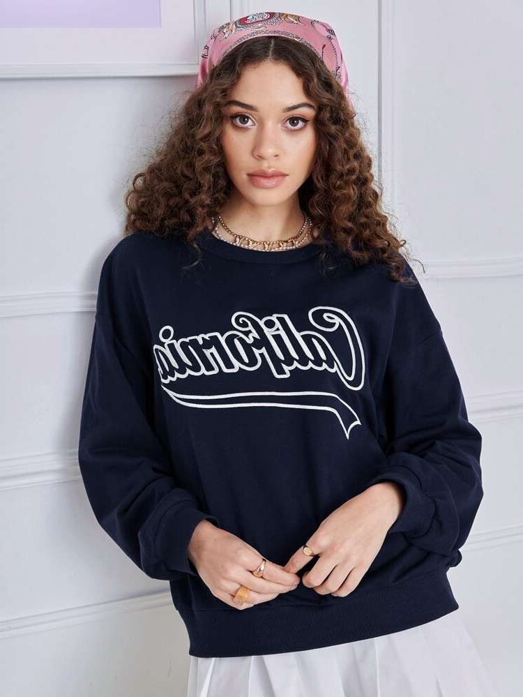  Regular Fit Navy Blue Women Sweatshirts 279