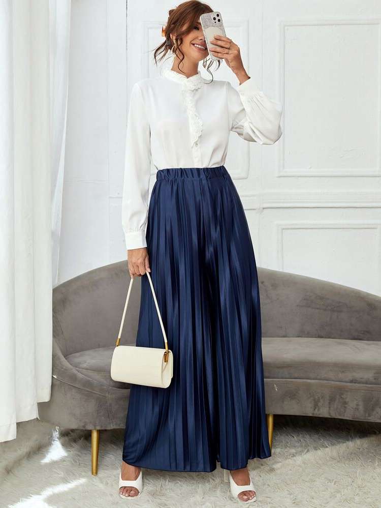  Casual Navy Blue Women Pants 7784