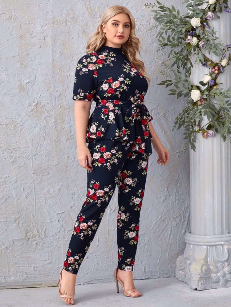  Floral Regular Fit Plus Size Co-Ords 372