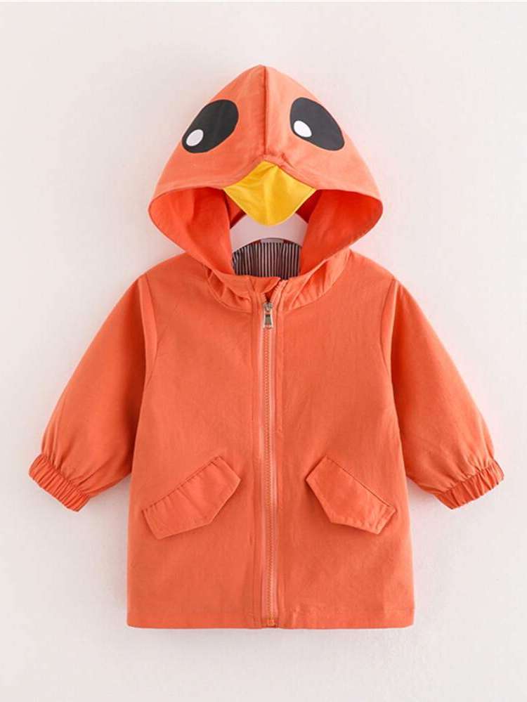 Regular Fit Orange Cartoon Toddler Boys Outerwear 870