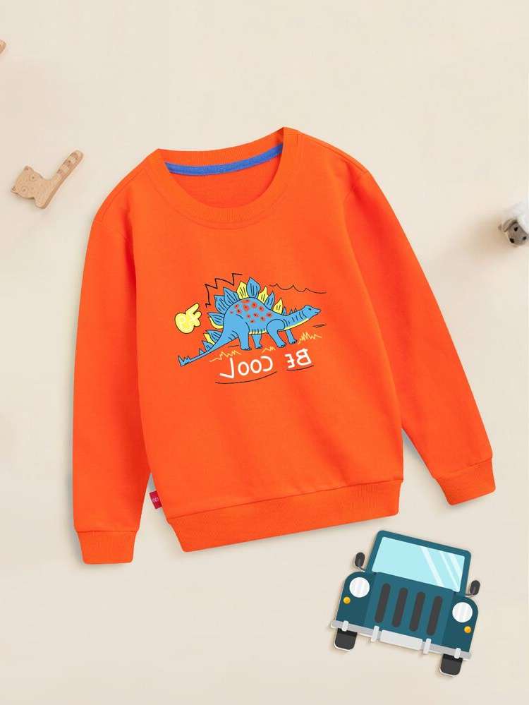 Round Neck Dinosaur Regular Fit Toddler Boy Sweatshirts 840