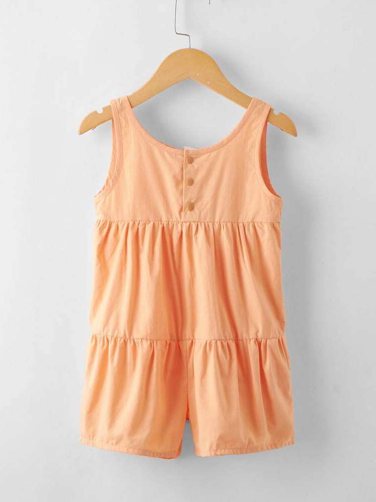  Orange Regular Fit Round Neck Toddler Girl Jumpsuits 166