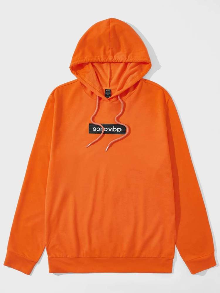  Hooded Long Sleeve Orange Men Sweatshirts 3533