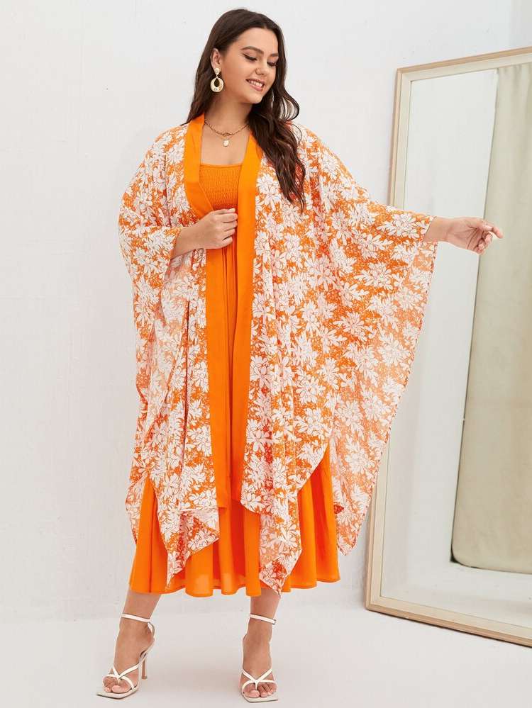 Casual Long Sleeve Orange Plus Size Co-Ords 496