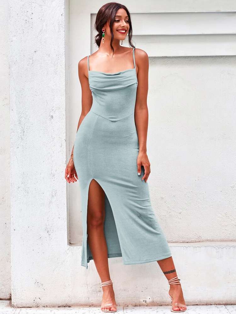 Slim Fit Sleeveless Spaghetti Strap Weddings  Events 3221