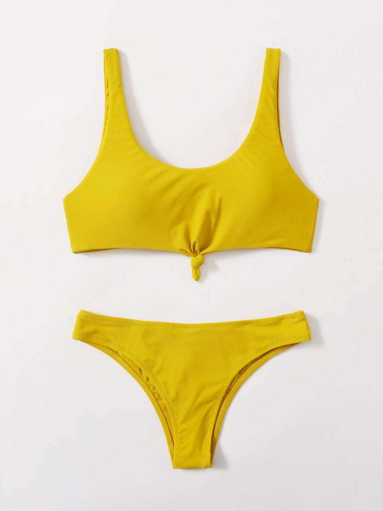 Plain  Casual Women Bikini Sets 8650