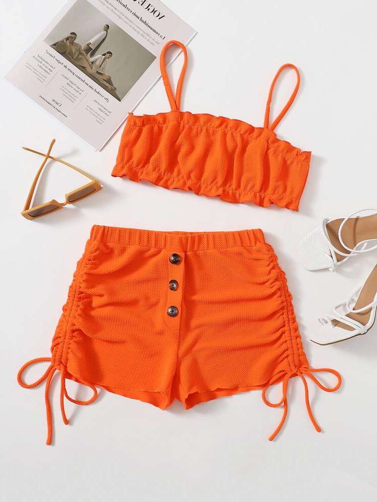  Orange Regular Fit Women Two-piece Outfits 5103