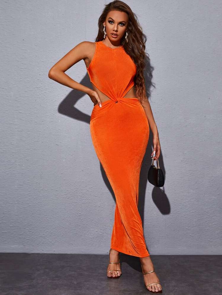 Orange Sexy Maxi Women Dresses 3490