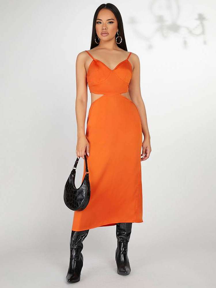 Orange Sleeveless Sexy Women Clothing 2724