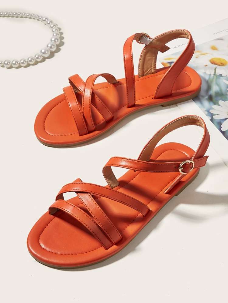  Orange Women Flat Sandals 8471