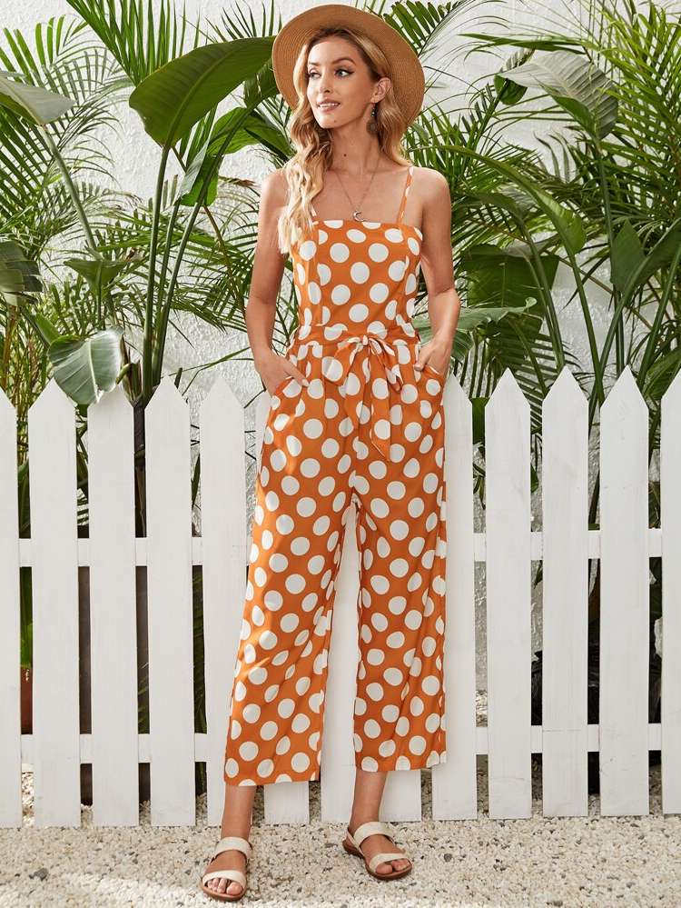  Spaghetti Strap Orange Boho Women Jumpsuits 54