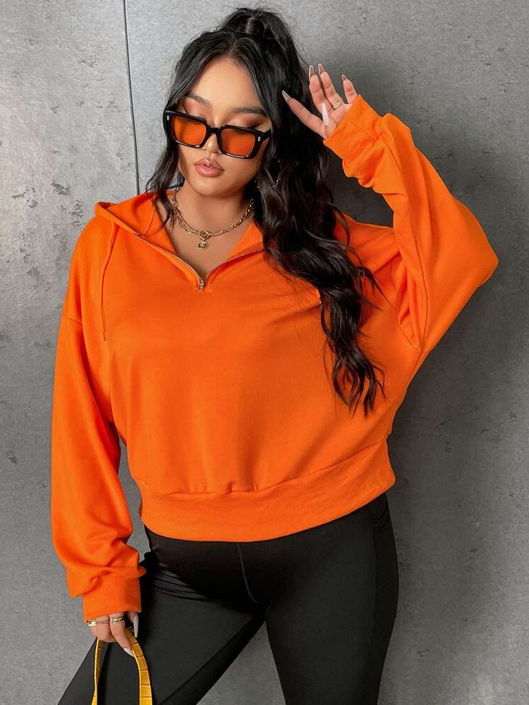  Long Sleeve Orange Plus Size Sweatshirts 1068