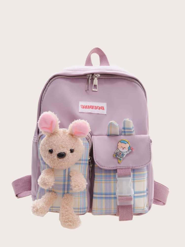 Pink  Plaid Kids Bags 3978