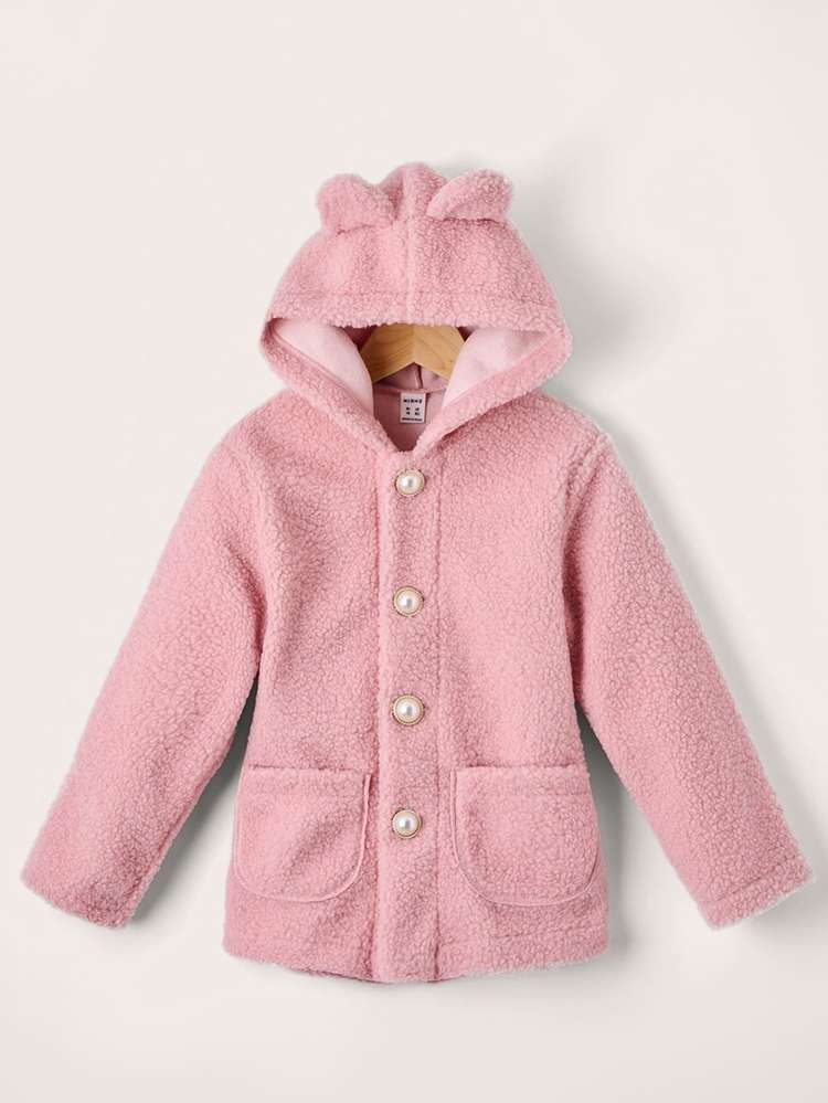 Hooded Pink Regular Fit Girls Clothing 110