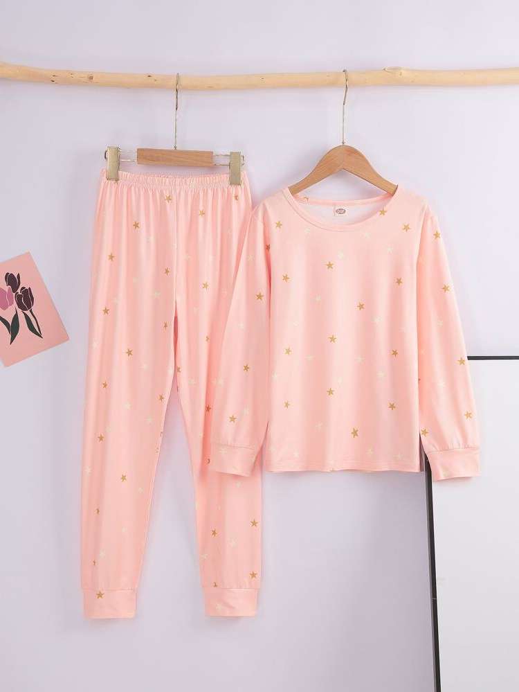 Long Sleeve Pink Kids Underwear  Sleepwear 9660