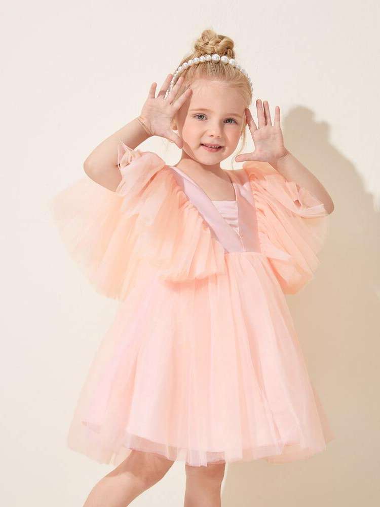  Glamorous Contrast Mesh Toddler Girl Partywear 6219