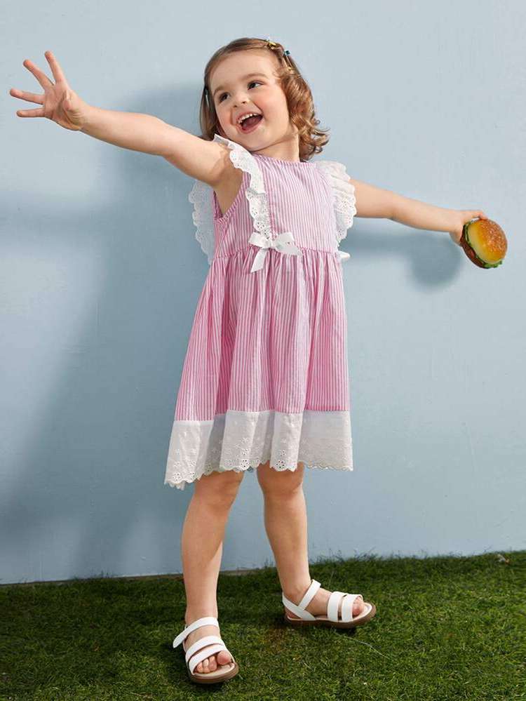 Round Neck Cute Sleeveless Knee Length Kids Clothing 194