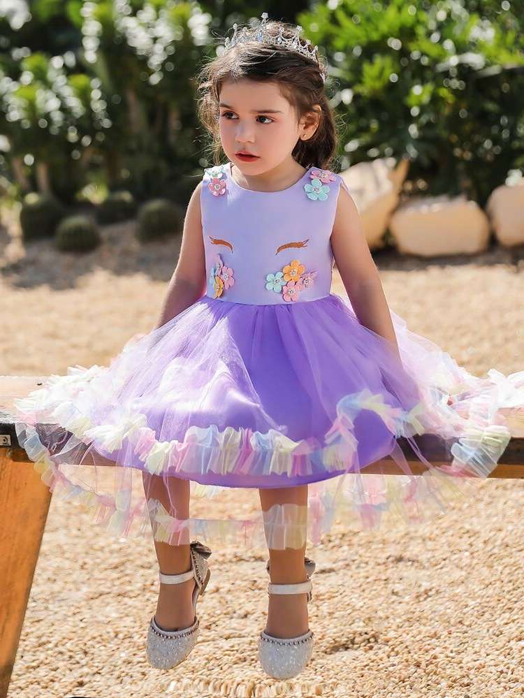  Round Neck Pink Floral Kids Clothing 9267