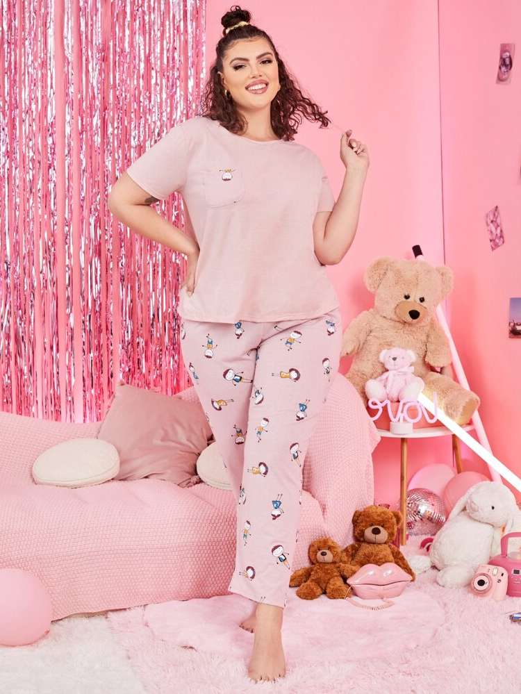  Pink Casual Pocket Underwear  Sleepwear 236