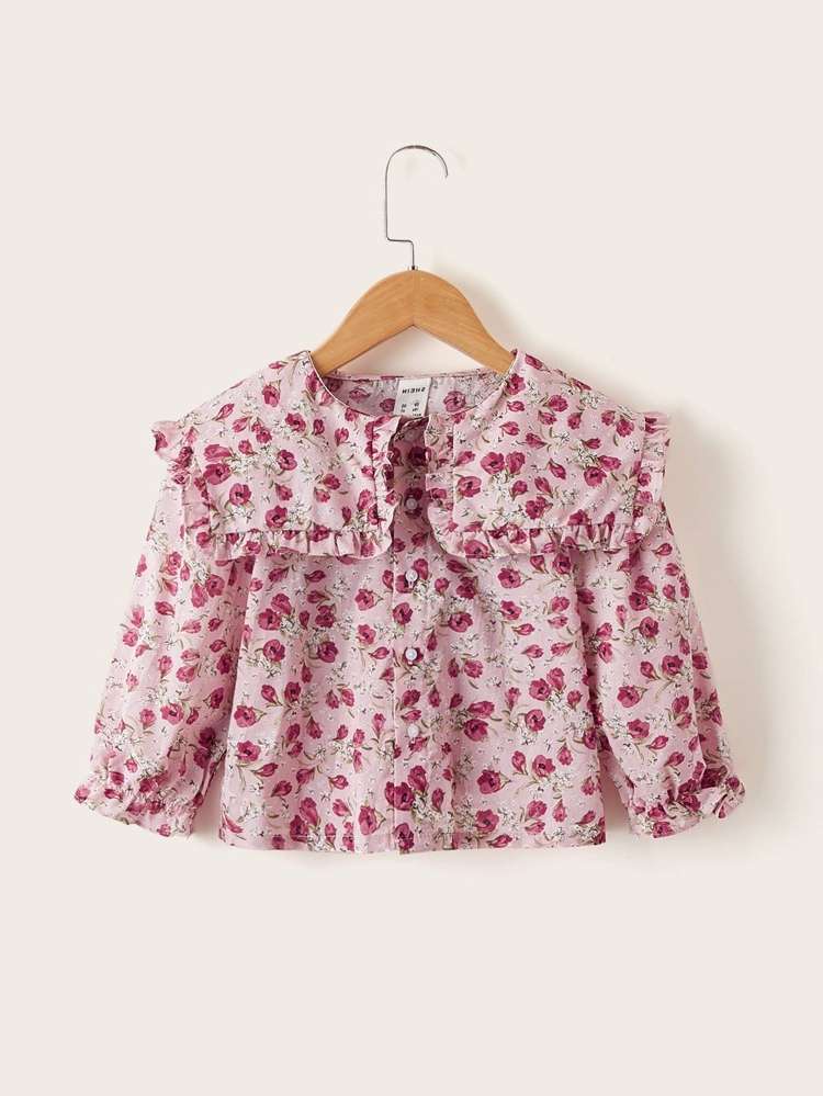  Pink Frill Toddler Girl Blouses 2102