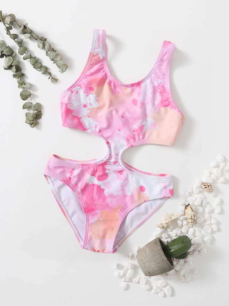  Boho Pink High Neck Toddler Girl One-Pieces 8428