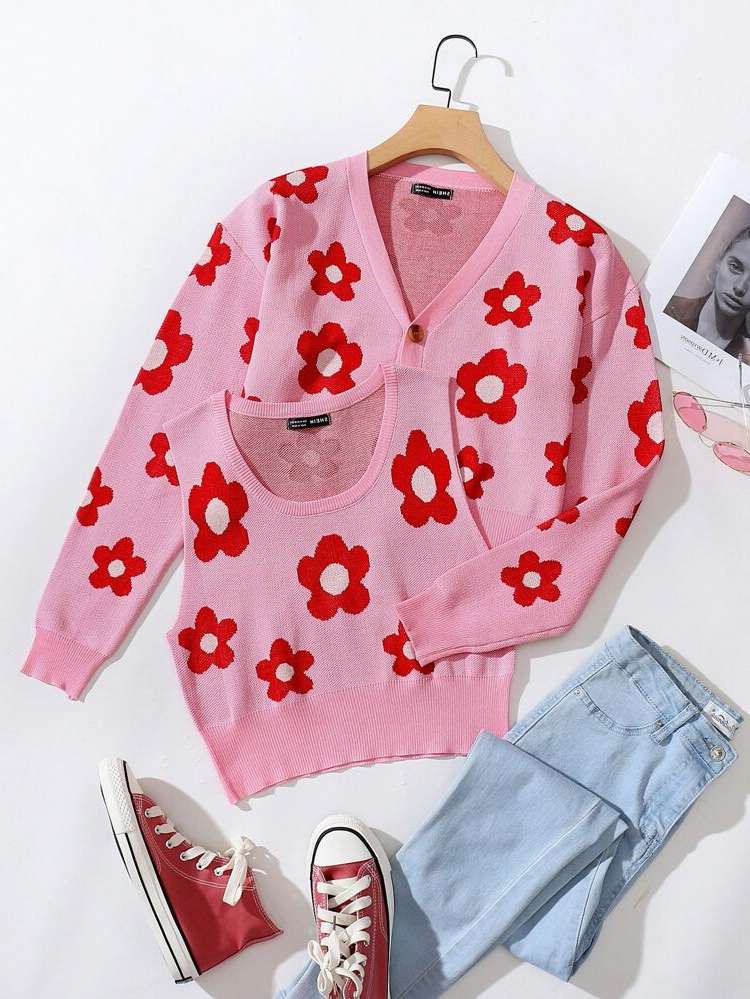  Pink Casual Floral Women Clothing 7724