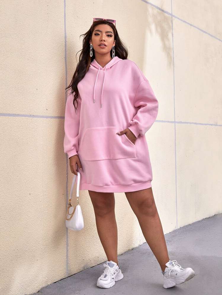 Plain Long Regular Fit Hooded Plus Size Sweatshirts 453