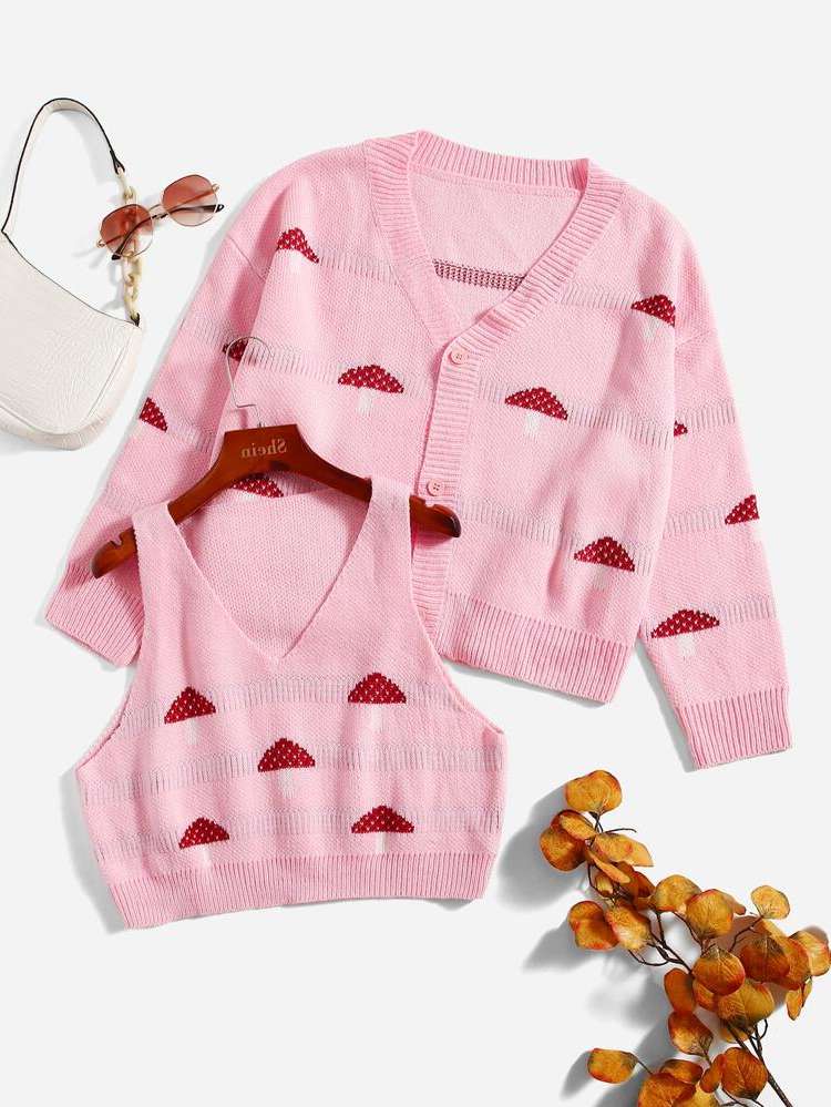  Pink Plus Size Sweater Co-ords 7481