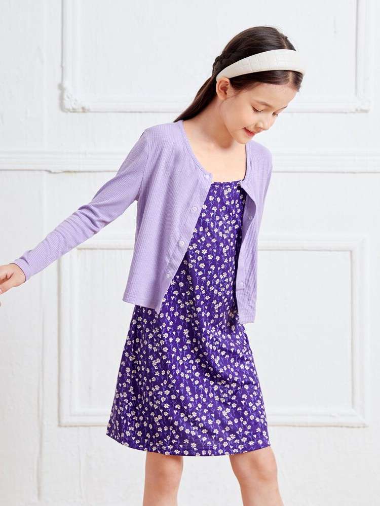  Long Sleeve Round Neck Girls Two-piece Outfits 878