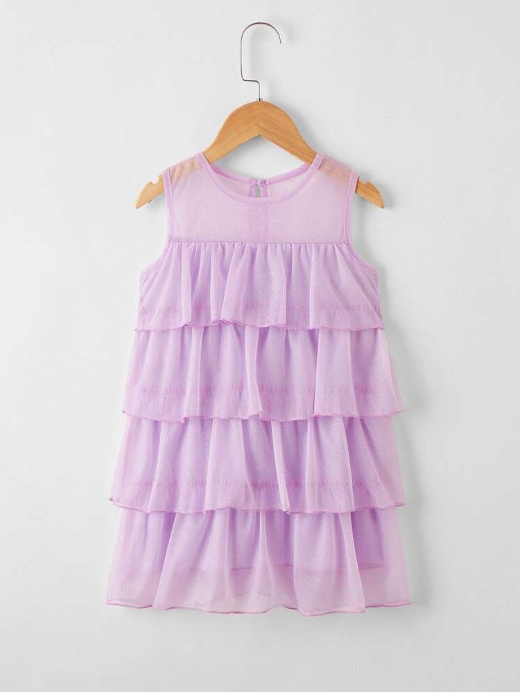 Plain Glamorous Purple Short Toddler Girl Dresses 8941