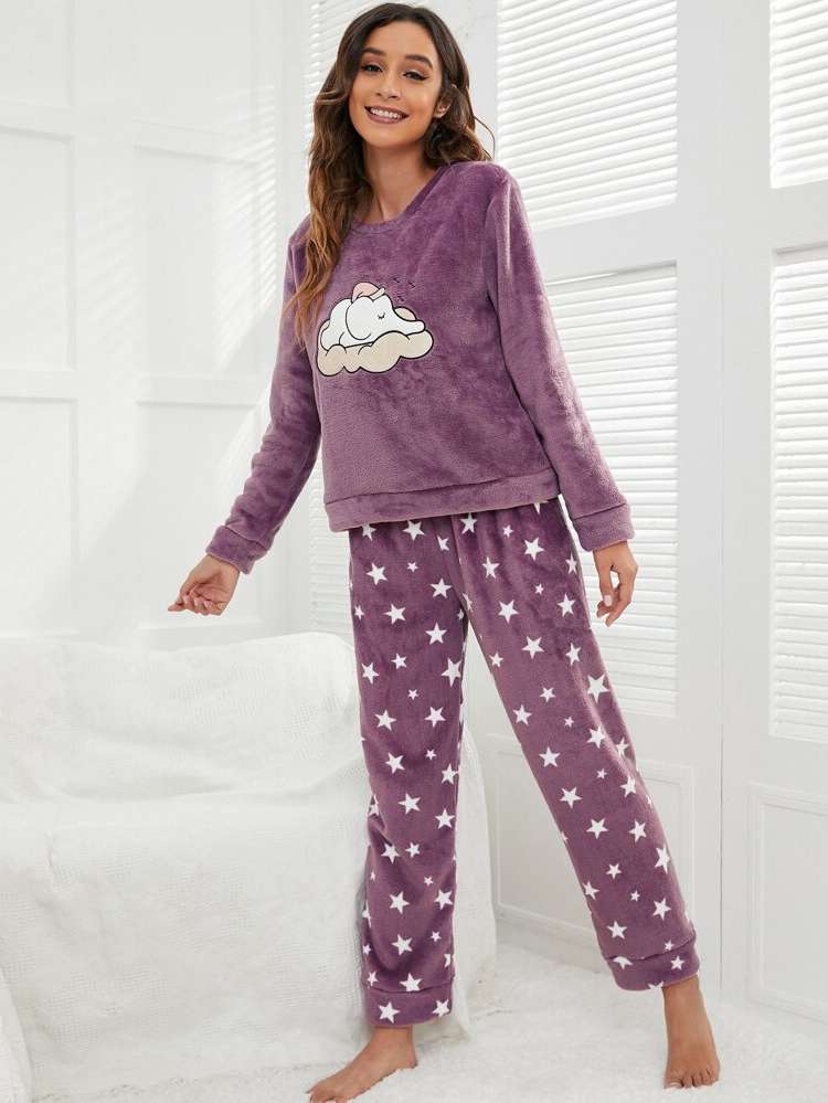 Embroidery Purple  Women Sleepwear 2872