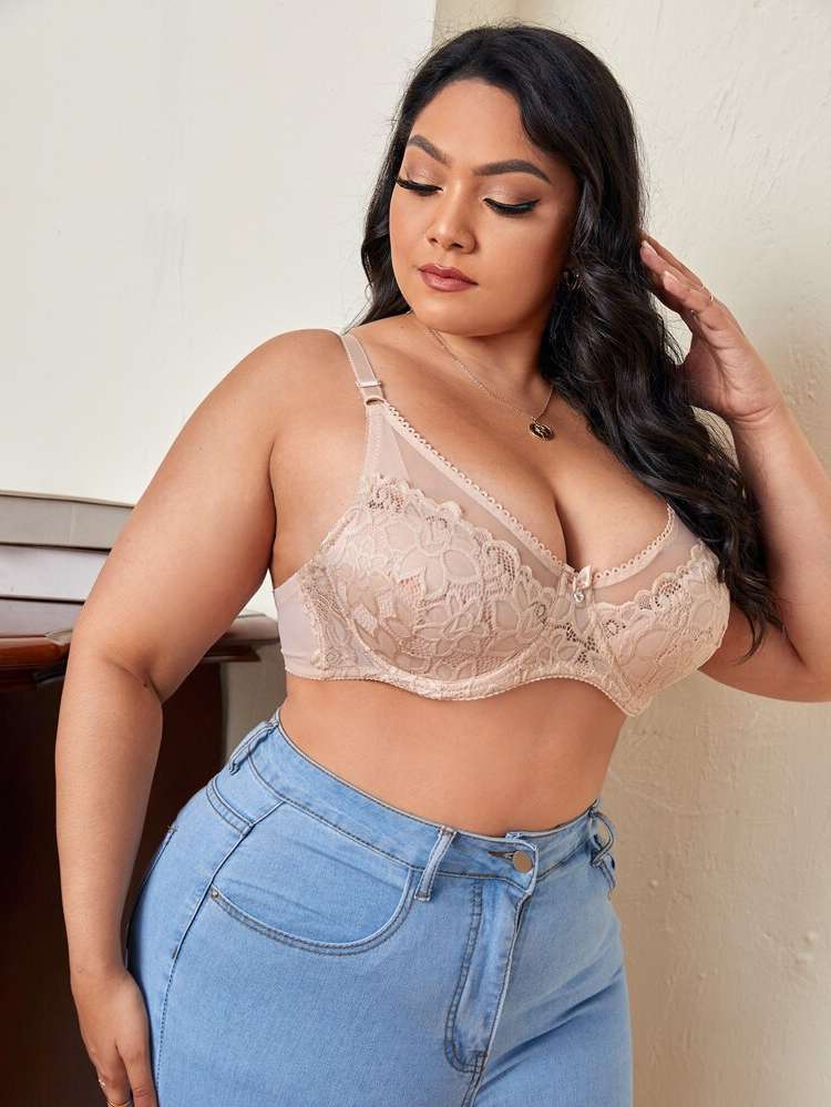 Bow  Floral Plus Size Bras  Bralettes 4997