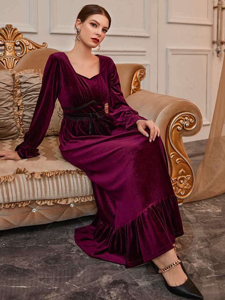 Elegant Ruffle Purple World Apparel 7083