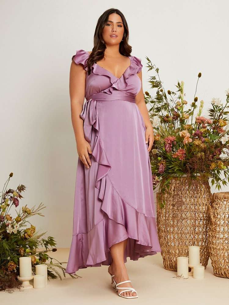 Wrap Maxi Glamorous Plus Size Wedding Party Wear 558