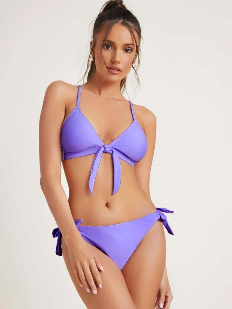 Plain Spaghetti Strap Purple Women Clothing 173