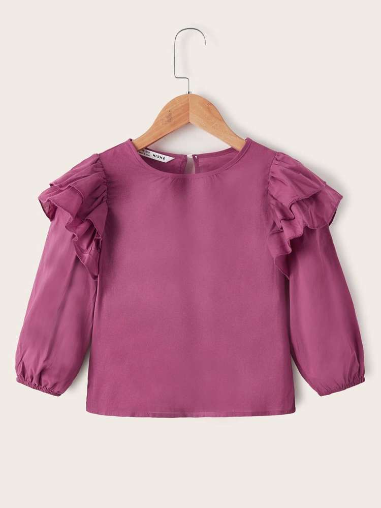  Plain Long Sleeve Red Violet Toddler Girls Tops 7050