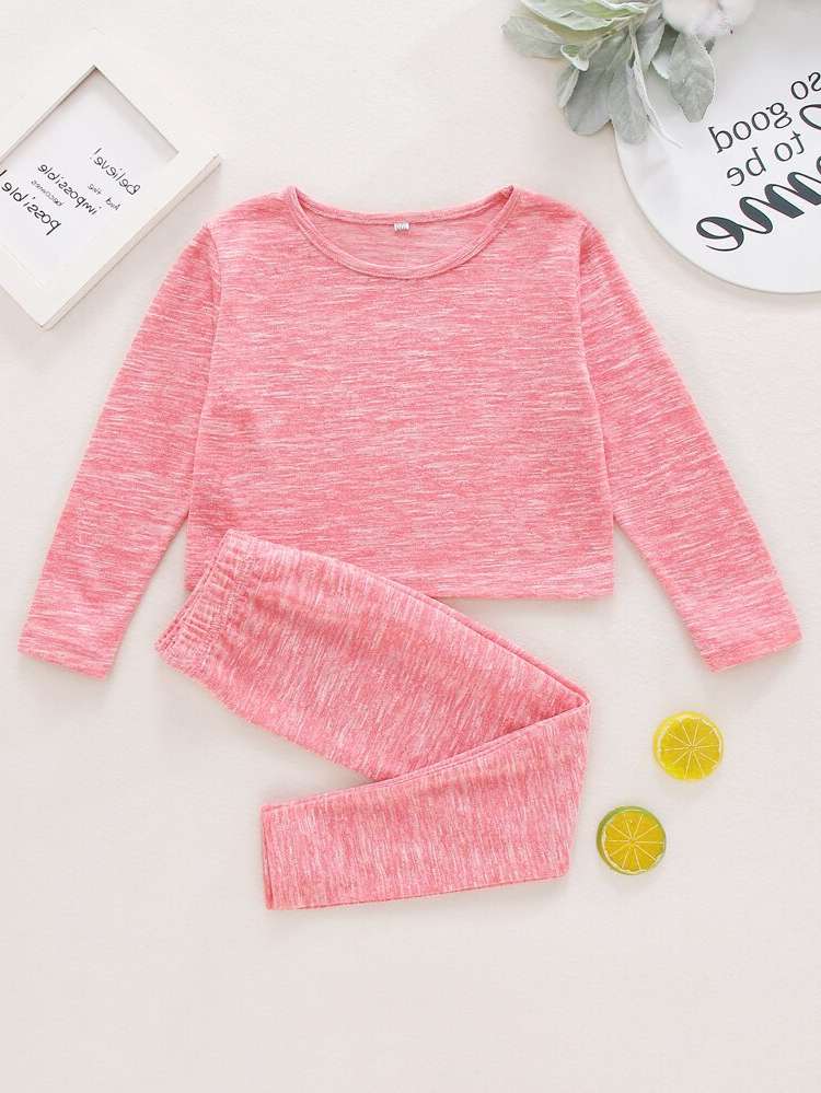 Casual Regular Fit Round Neck Toddler Girl Two-piece Outfits 657