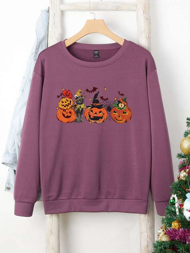 Round Neck Regular  Plus Size Sweatshirts 5373