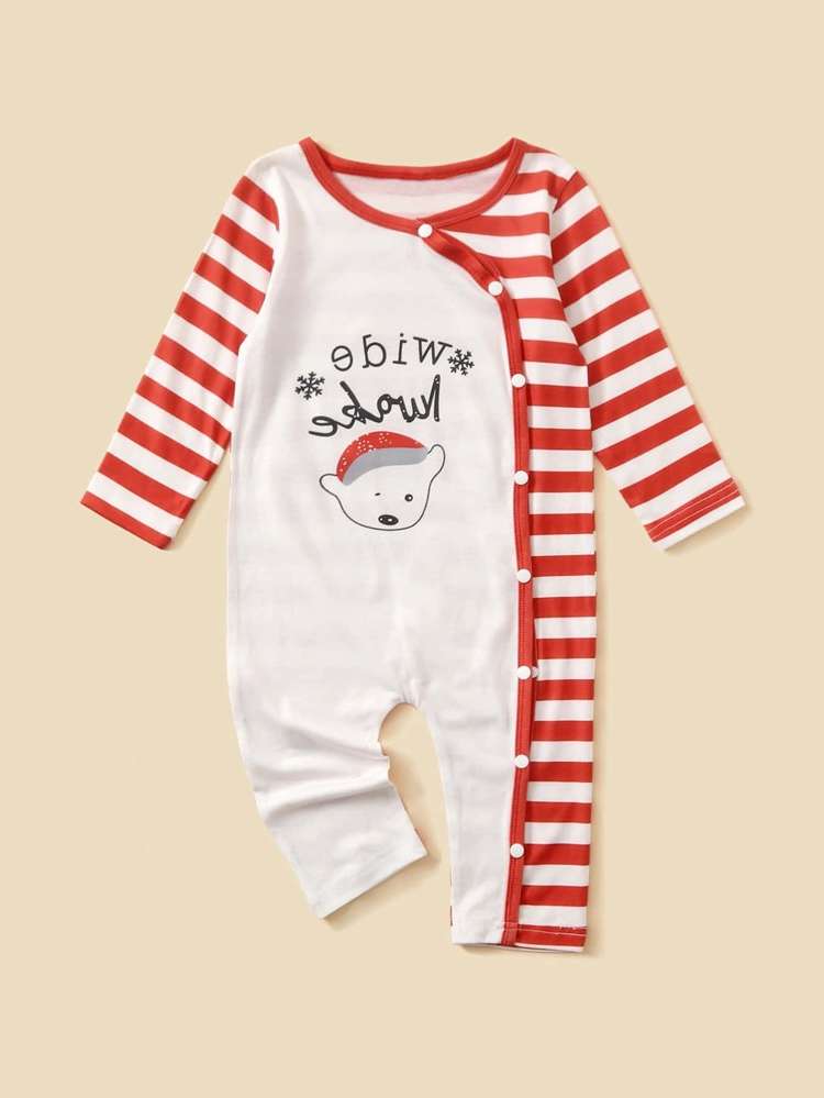 Red and White Casual Long Sleeve Baby  Mom 9198