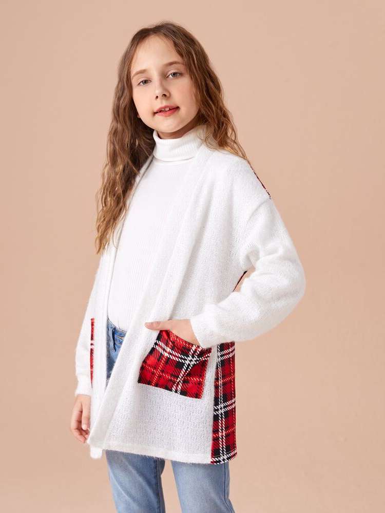 Pocket Oversized Plaid Kids Clothing 8442