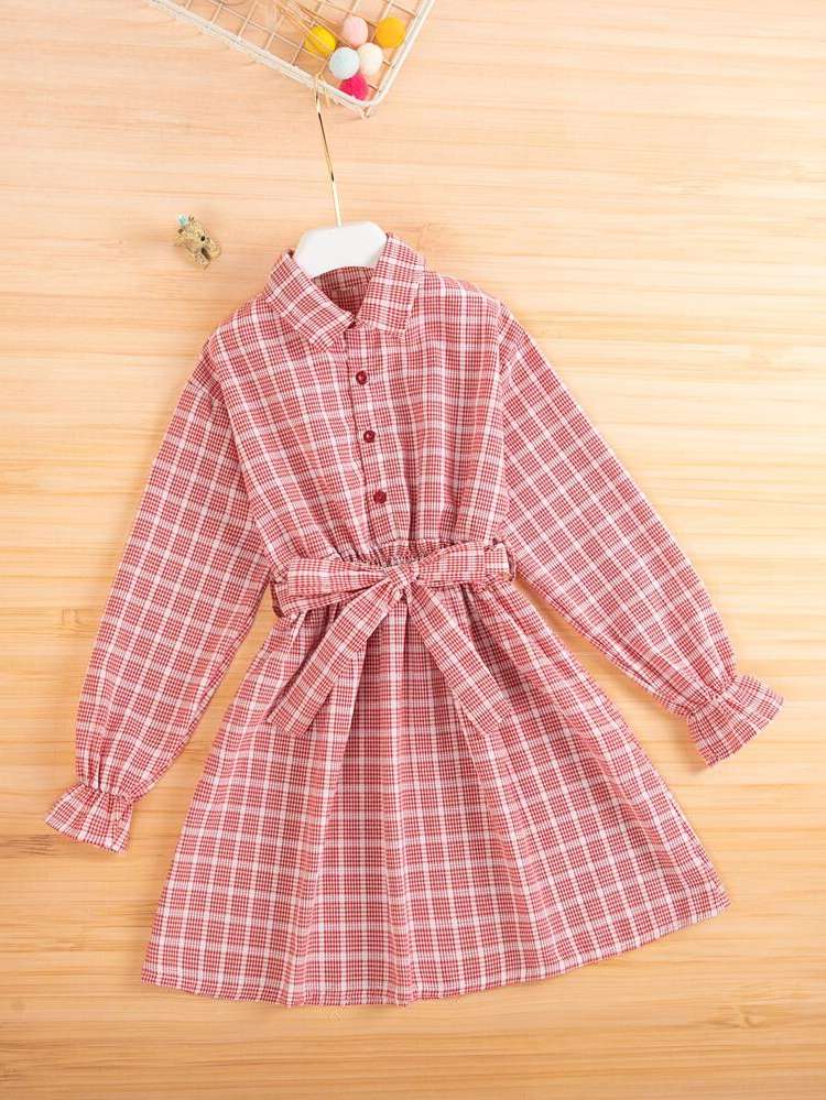 Long Sleeve Ruffle Collar Knee Length Girls Clothing 22