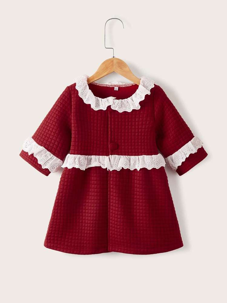  Red and White Round Neck Long Sleeve Kids Clothing 9461