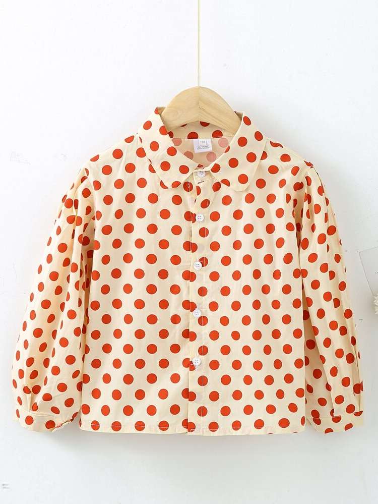  Regular Polka Dot Regular Fit Toddler Girls Tops 6612