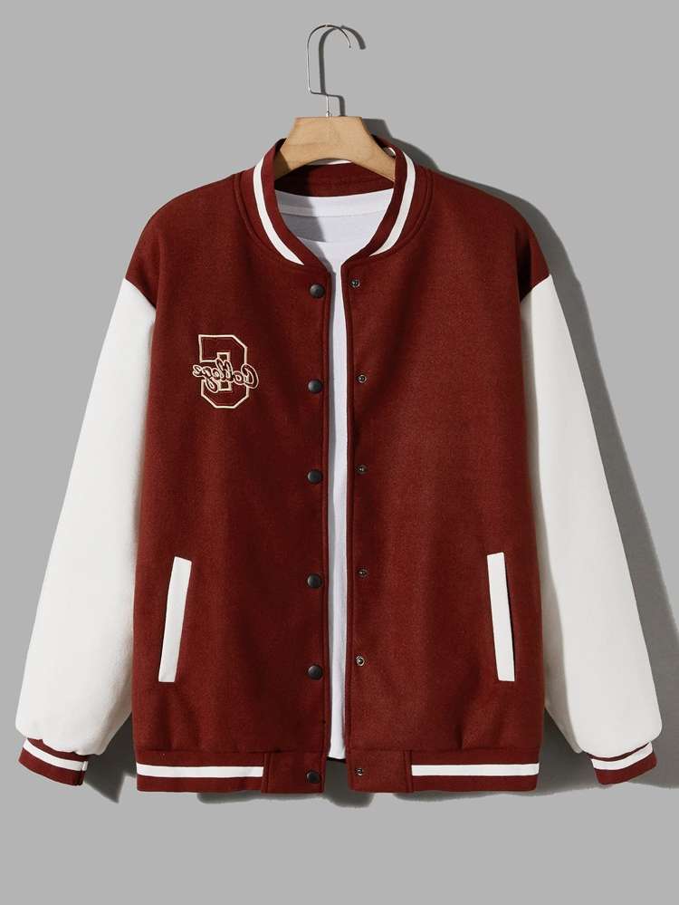 Letter Baseball Collar Preppy Men Jackets 2351