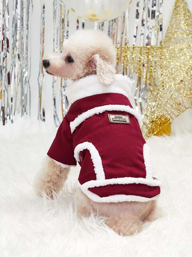  Colorblock Red and White Pet Coats  Jackets 336