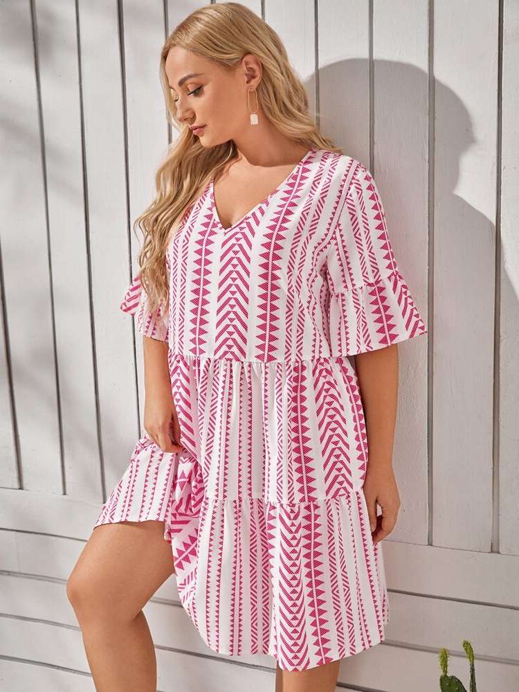 Short Half Sleeve Boho Plus Size Dresses 898