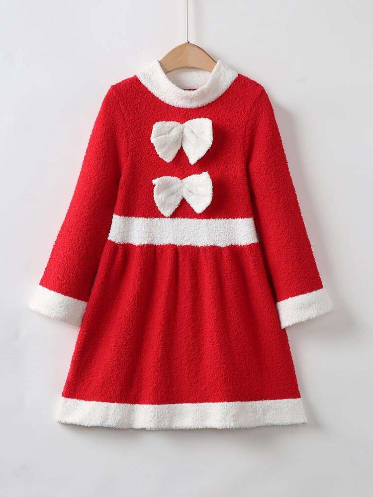 Christmas Red and White Glamorous Long Sleeve Kids Clothing 5854