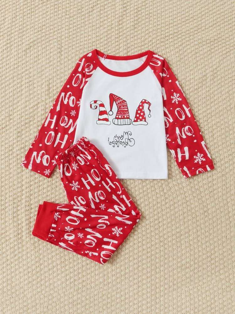 Round Neck Christmas Red and White Boys Loungewear 7535