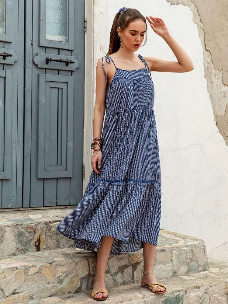 Loose Boho Ruffle Hem Women Dresses 7167